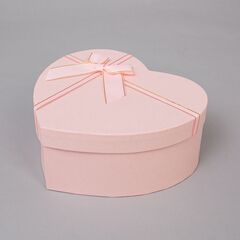 Коробка подарочная Сердце, с бантом, Розовый, 22*20*9 см