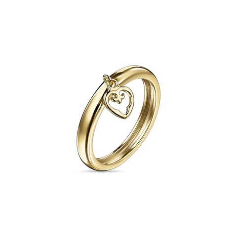Кольцо Миниатюры Сердце Желтое Золото 16.5