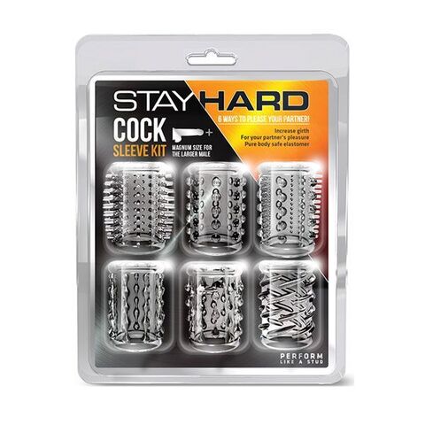 Набор из 6 прозрачных насадок на пенис с различным рельефом - Blush Novelties Stay Hard BL-60612