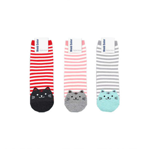 Color Socks Stripe Cat