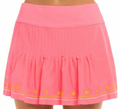 Теннисная юбка Lucky in Love Embroidery Long Stitch Around Skirt - neon pink