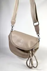 Женская кросс-боди сумка из натуральной кожи цвета пудры