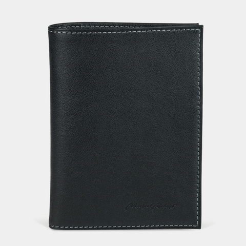 Кожаная обложка для паспорта и автодокументов, теленок черного цвета