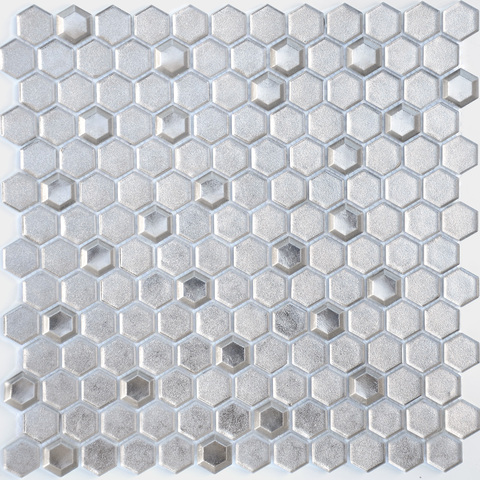 Стеклянная мозаика LeeDo: Alchimia - Argento grani hexagon 13x23x6