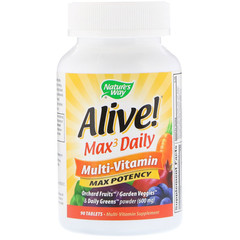 Nature's Way, Живой! Max3 Daily, мультивитамины, 90 таблеток