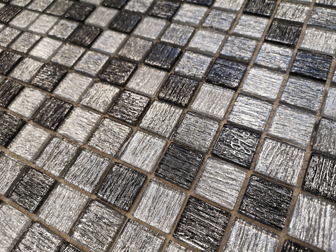 Стеклянная мозаика LeeDo - Caramelle: Black Tissue 23x23x4 (ПУ)