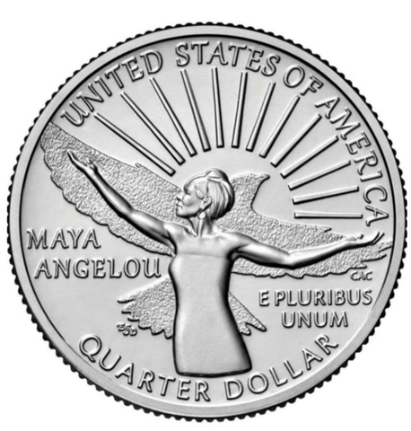 25 центов Женщины Америки Писательница Майя Энджелоу  ( 1/4 доллара, квотер )   США 2022 год двор D