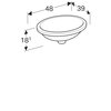 Geberit VariForm Раковина с установкой под столешницу овальной формы, Т1=42х33 см, без отв. под смеситель, без отв. перелива