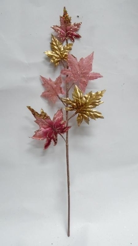 Веточка с кленовыми листьями 61см ChristmasDeLuxe premium collection лиловая