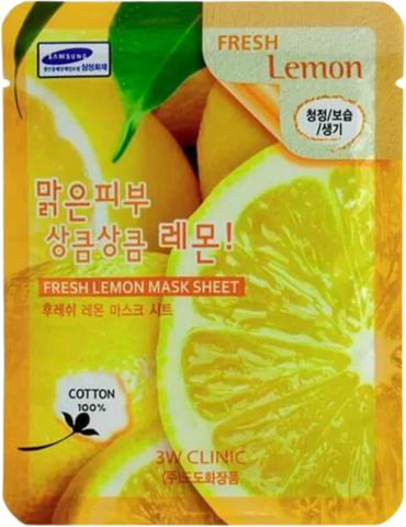 3W Clinic Маска тканевая с экстрактом лимона Fresh Lemon Mask Sheet