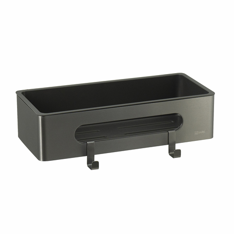 Lemark 9776045 Полка для душа прямая Lemark SHELF LINE из нерж. стали с крючками, графит/вставка-пластик графит