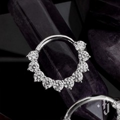 Кликер "Gloss" с камнями 2мм - Белое золото - White CZ