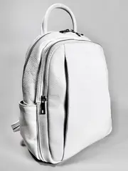 Женский городской рюкзак из натуральной кожи белого цвета