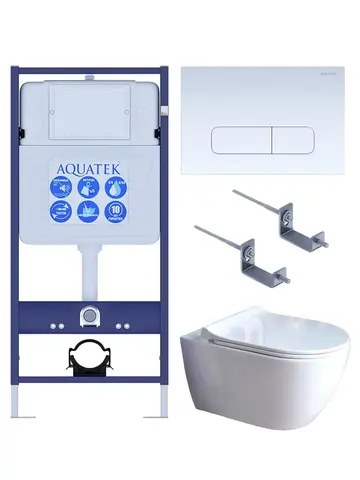 Aquatek SET Aquatek ПОЛАРИС-01-013 4в1 SET Aquatek ПОЛАРИС (рама Aquatek Standard INS-0000012+унитаз ПОЛАРИС AQ0700-01 с тонким сиденьем soft-close+ крепеж KKI-0000002 +панель KDI-0000013)