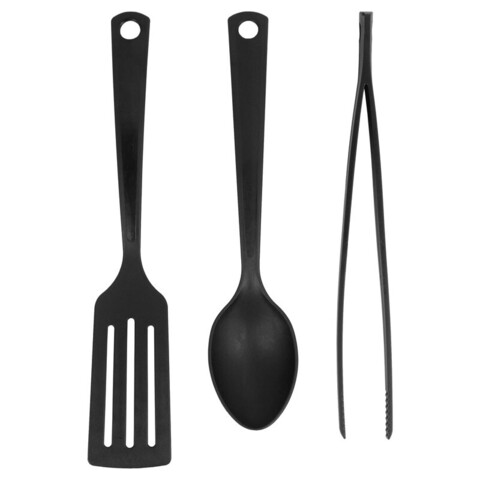 Набор кухонных приборов OPLOO (в наборе 3 предмета: щипцы - 29 см., ложка - 28 см., лопатка - 31 см., черный)