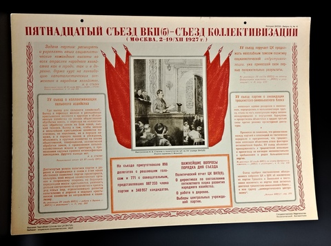№12 Плакат ВКПБ - Агитация Сталин ранние советы - СССР 1930-е годы - 48.5*34 см.