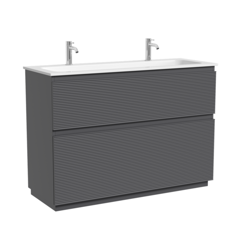 FL120FGS Тумба напольная SANCOS Folk 1190х445х850, два ящика с доводчиками, Grey soft