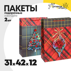 
          пакет 31 х 42 х 12 подарочный 2шт новогодний (зеленый, красный)