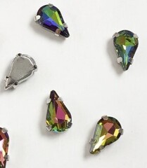 Стразы пришивные стекло в оправе, р. 13 мм, хамелеон
