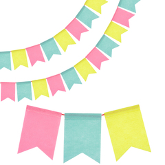 Гирлянда-флажки из фетра, Макарунс, Розовый/Голубой/Салатовый, 9 флажков (11,5*16 см)