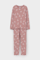 пижама  для девочки  К 1618-1/серая пудра,крупная вишня