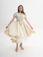 Зефирка. Юбка женская льняная макси с кружевом SY-1284