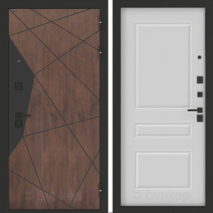 Входная металлическая дверь Бункер БН-14 Американский орех ФЛ-711 Белый софт (матовый, без текстуры)