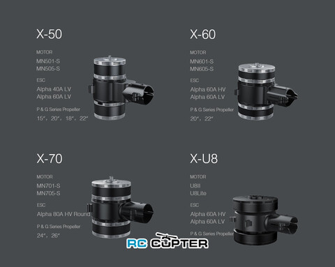 Набор ВМГ T-Motor X-501 KV360 6S Coaxial / Соосный (MN501-S KV360 2шт + ESC Alpha 40A LV 6S 2шт + мотормаунт)