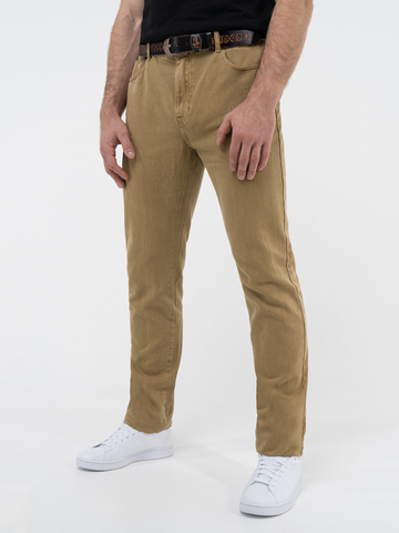 Плотные джинсы цвета песочного хаки из премиального хлопка