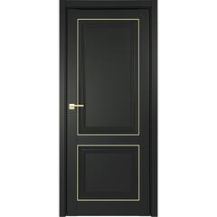 Купить Межкомнатная дверь экошпон винил Прадо черная молдинг золото глухая