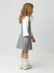 платье  для девочки  КР 5946/серый меланж,фоновые сердечки к603