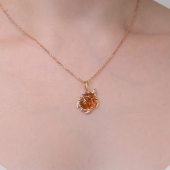 Подвеска «Черепаха» из золота 585 пробы с янтарём