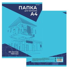 
          Папка для черчения А4 20л., Alingar, без рамки, целлюлозный картон,160г/м2, "Проект здания"