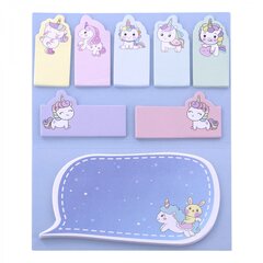 
          Набор блоков для записей с клеевым краем, Alingar, 1 шт - 80*115 мм, 5 шт - 25*60 мм, 2 шт - 35*60 мм, по 15 л., "Единорожки", европодвес