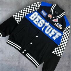 Бомбер, унисекс, хлопок, подкладка флис с начёсом, размер 46-54, цвет чёрный с синим