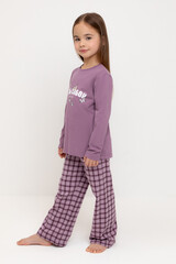 пижама  для девочки  К 1623/спелый виноград,клетка