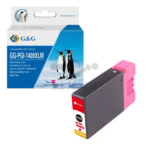 Картридж струйный G&G GG-PGI-1400XLM PGI-1400XL M пурпурный (12мл) для Canon MB2050, MB2350, MB2040, MB2340