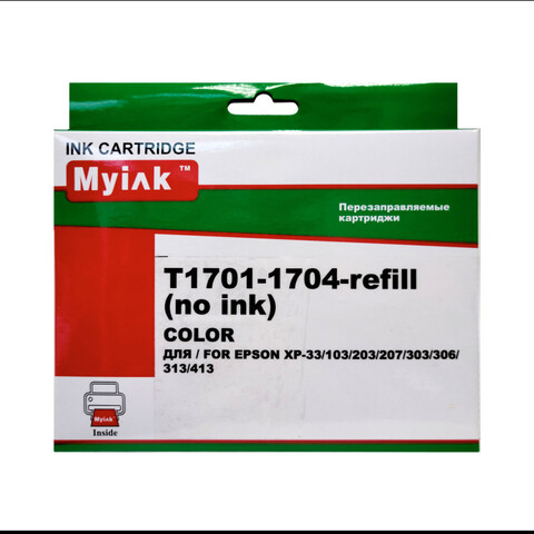 Перезаправляемые картриджи Epson Expression Home XP-33. Комплект 4 штуки. Картриджи оснащены авточипами.