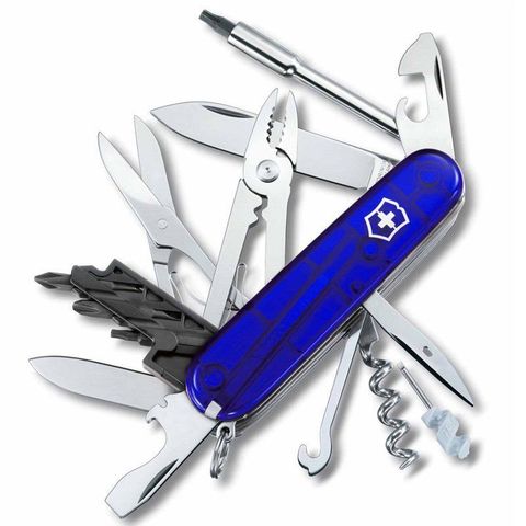 Нож складной Victorinox CyberTool, 91 mm, 34 функции, полупрозрачный синий (1.7725.T2)