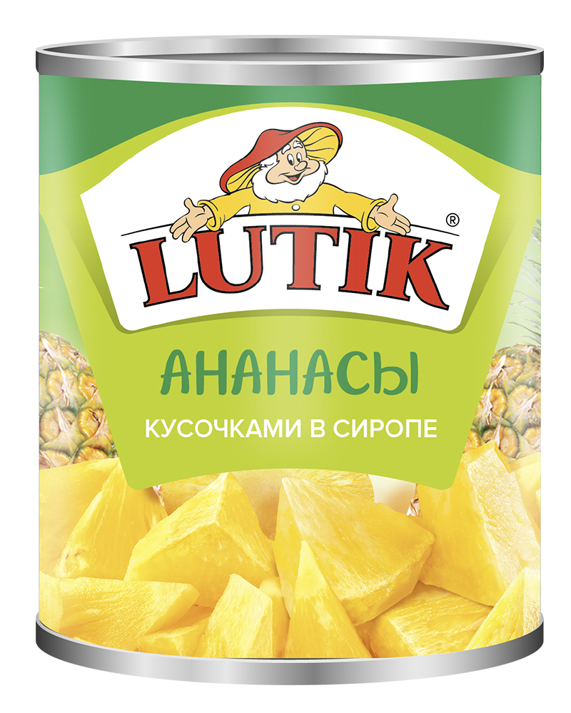 Ананас Lutik кусочками в сиропе, 3100 мл.