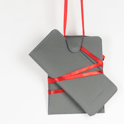 Футляр для очков Lunette из кожи теленка, стального цвета