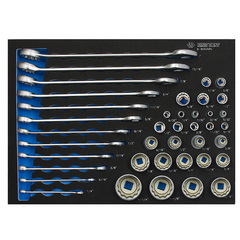 KING TONY (9-9040SRV) Набор комбинированных ключей, набор торцевых головок 1/4" & 3/8" & 1/2", ложемент, 40 предметов