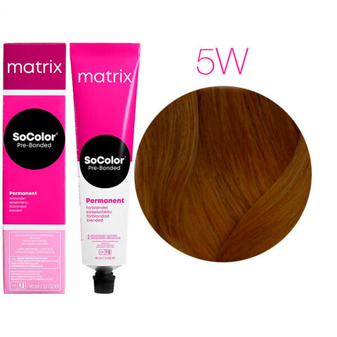 Matrix SoColor Pre-Bonded 5W теплый светлый шатен, стойкая крем-краска для волос с бондером