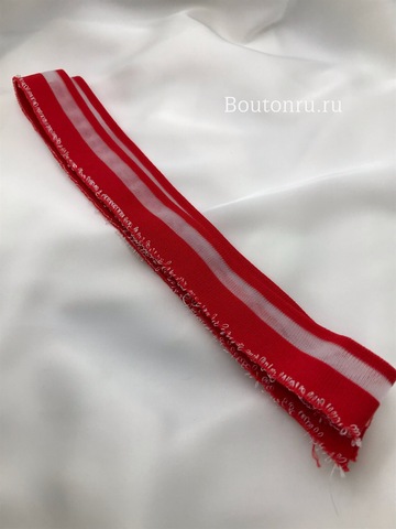 Подвяз трикотажный красный с прозрачной полоской 0,5 м, ширина 2,5-3 см