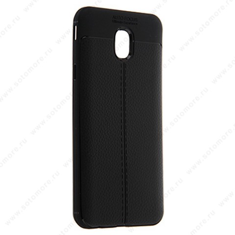 Накладка Carbon 360 силиконовая с кожаными вставками для Samsung Galaxy J7 J730 2018 черный