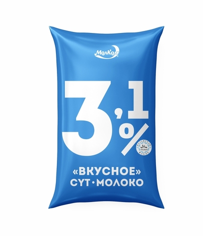 Молоко ВКУСНОЕ 3,1% 0,9 л ф/п Молком КАЗАХСТАН