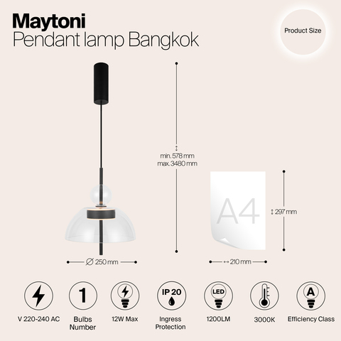 Подвесной светильник Maytoni Bangkok MOD185PL-L6B3K1