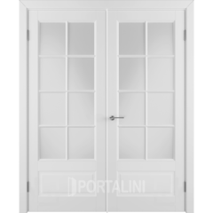 Купить Двустворчатая дверь эмаль VFD Glanta Ett Polar белая остеклённая