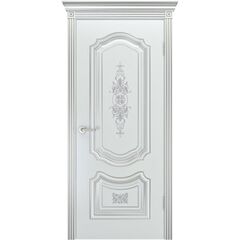 Купить Межкомнатная дверь эмаль Соло R-0 В3 белая с патиной серебро глухая