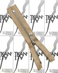 Молния металлическая неразъемная (1 замок) (Ткань/металл, Светло-песочная тесьма/металл никель, 18)